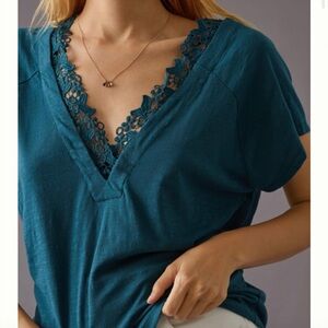 Anthropologie Knit Top with Lace Details